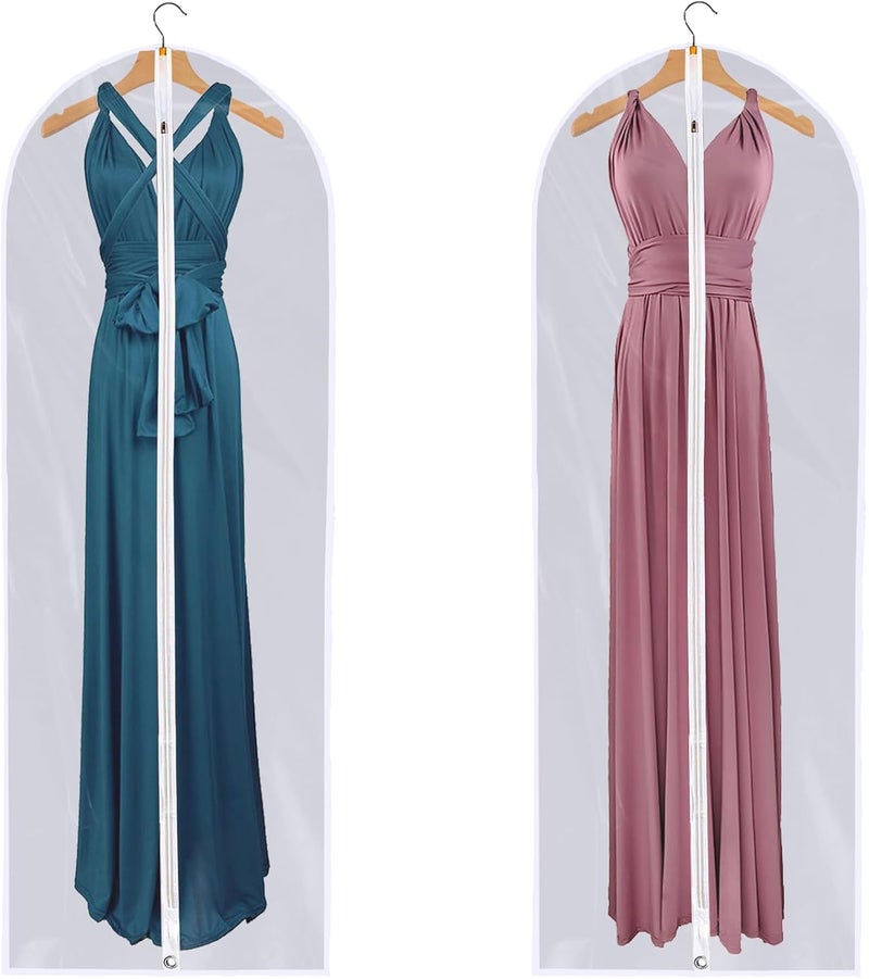 MS KITCHEN Dress Bags for Gowns Long - Foldable, 65" Clear Garment Bags for Closet Storage and Travel 24"x65"/ 2 Pack - Image 1